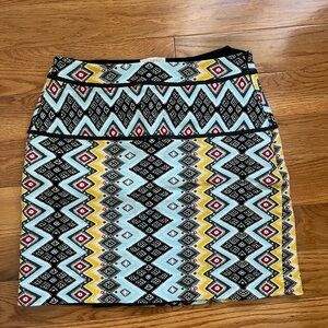 LOFT Multicolor Geometric Pencil Skirt